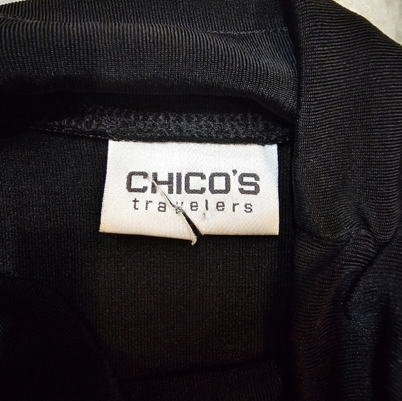 Chico’s Travelers Black Cowl Neck Long Sleeve Top Size 2 (L) Wrinkle-Resistant - Picture 6 of 8